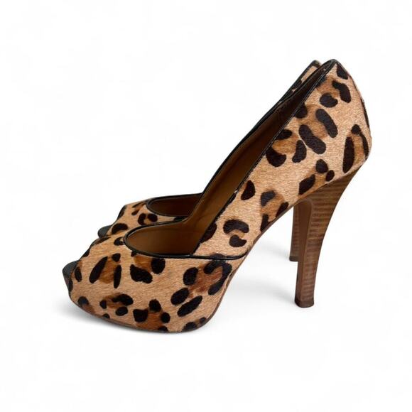 Y2K VTG. STEVE MADDEN LEOPARD FUR PEEP TOE HIGH HEELS PUMPS‎ SIZE 8 1/2. - Picture 3 of 8